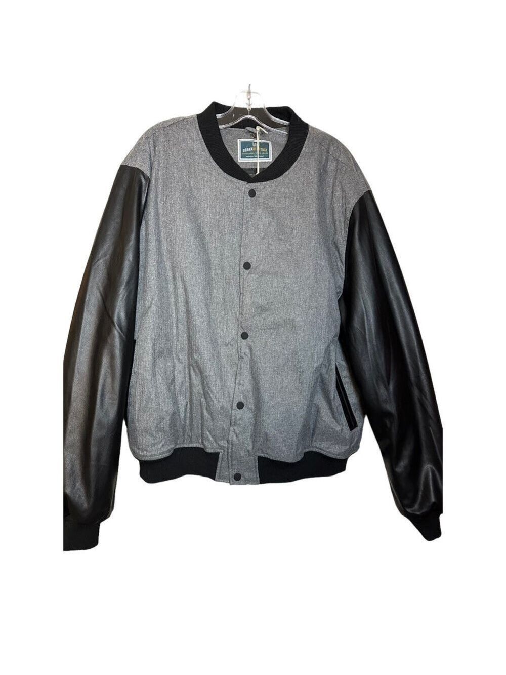 Urban Heritage Varsity Bomber Insulated Jacket with Faux Leather Sleeves